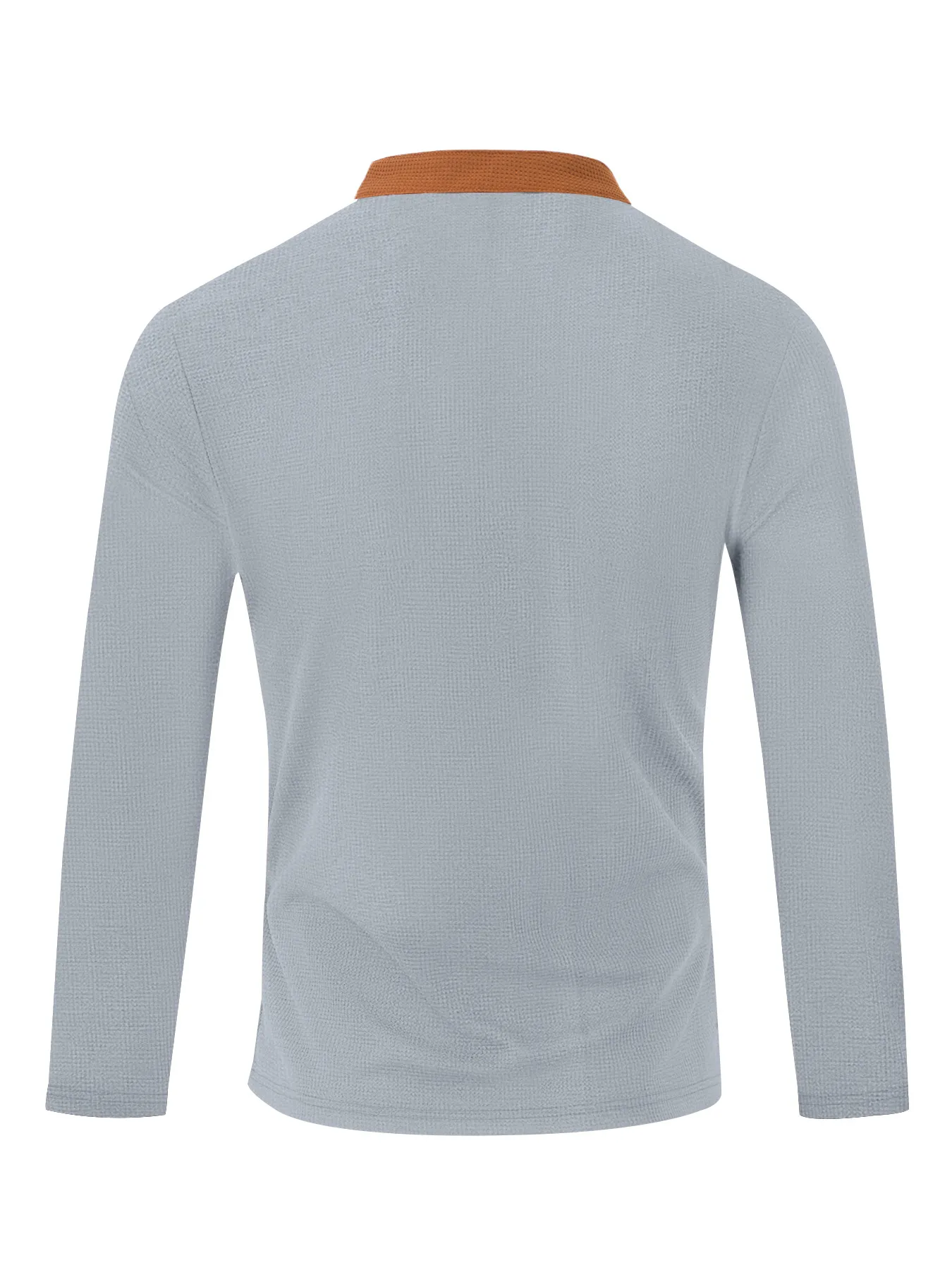 Men's Casual Solid Color Waffle V-Neckb Bandage Long Sleeved T-Shirts