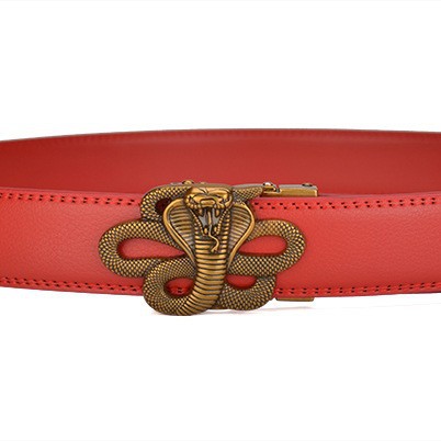 Retro-Style Cobra Metal Buckle Leather Belt