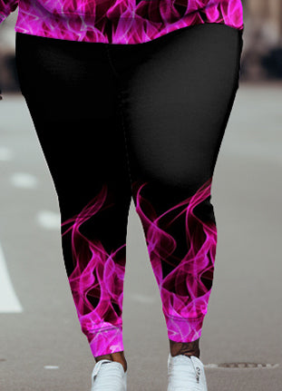 Big & Tall Casual Couple Outfit Colorful Flame Graffiti Hoodie Set