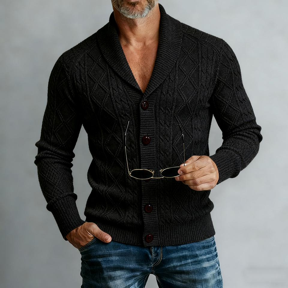 Men's V-Neck Knitted Jacket