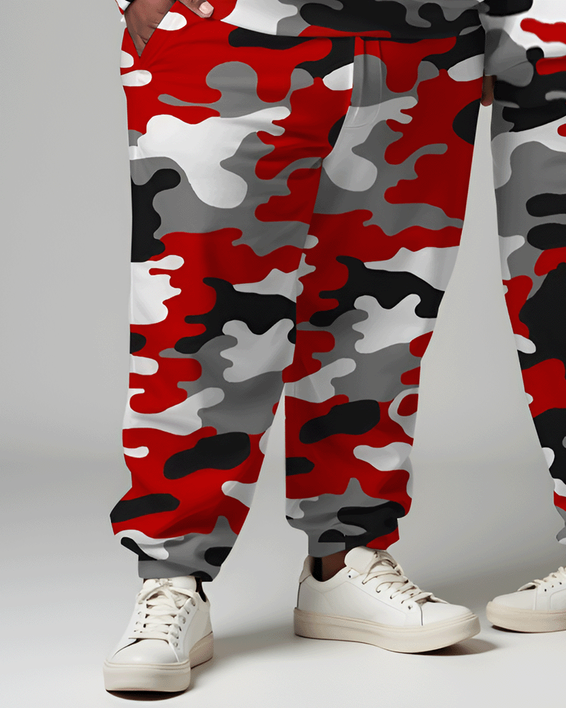 Couple’s Big & Tall Camouflage Playing Cards Print Hoodie Set