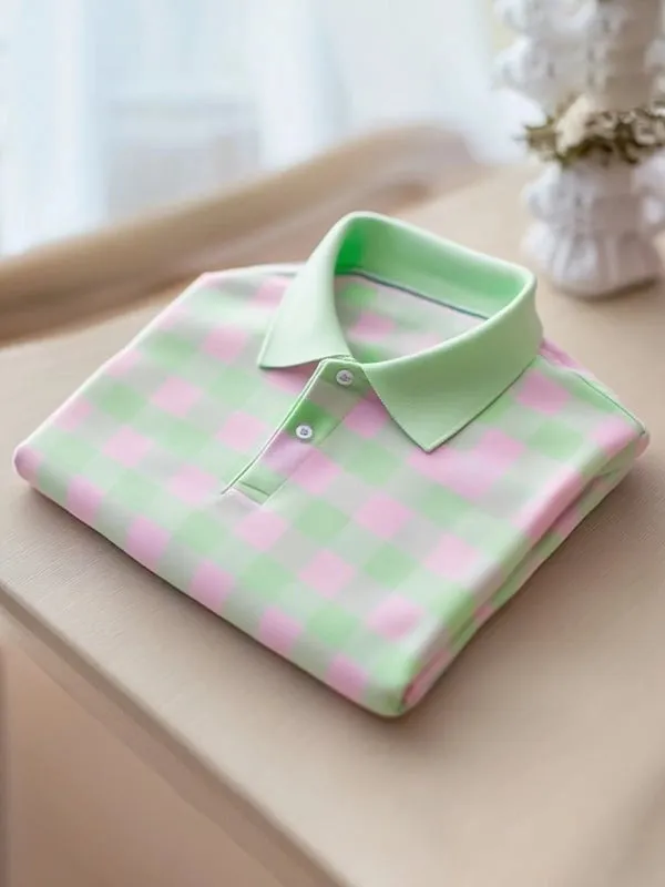 Men's Classic Business Button Short Sleeve Polo Shirt
