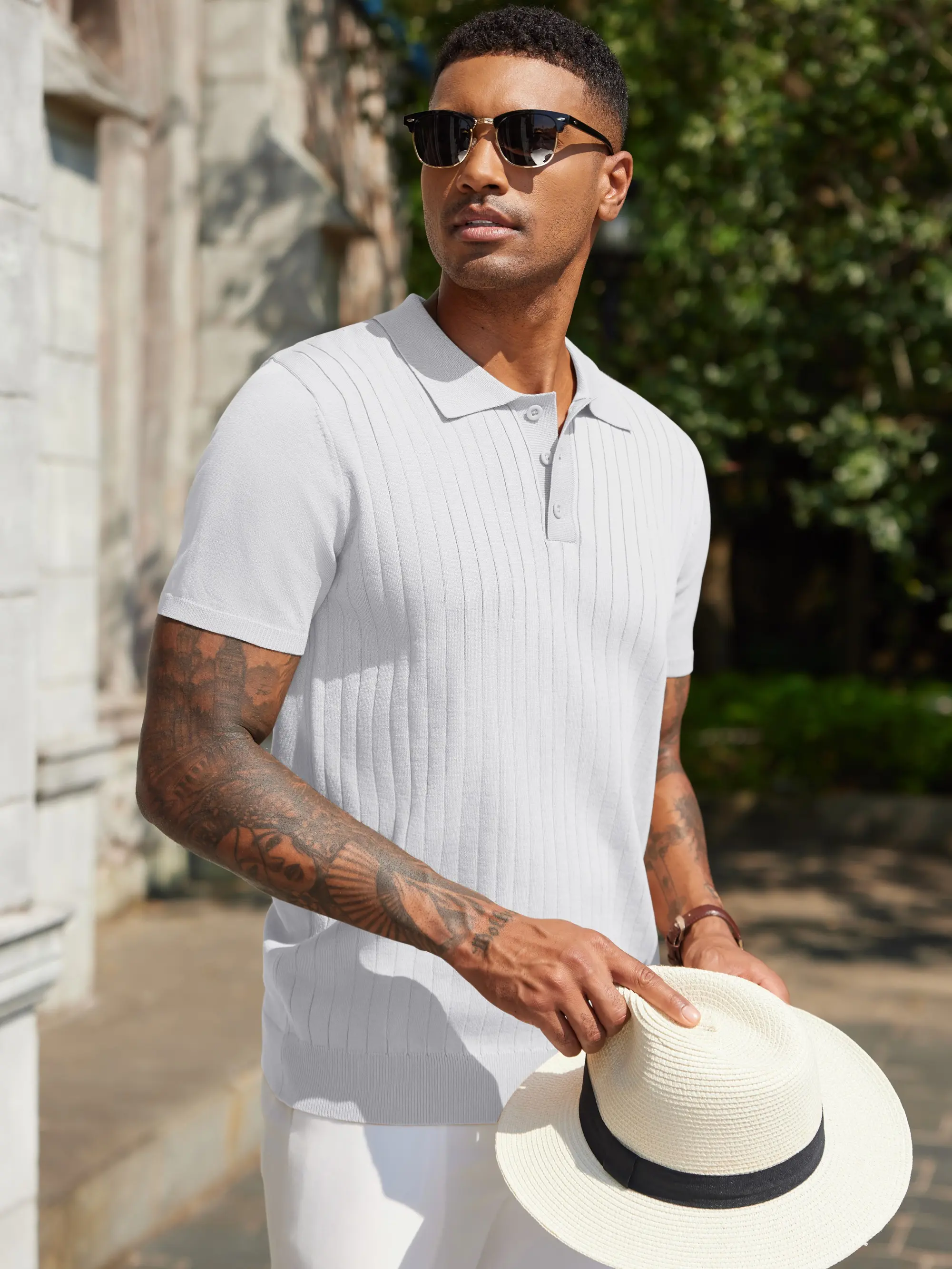 Men's Lightweight Knit Polo Shirt - Short Sleeve Casual