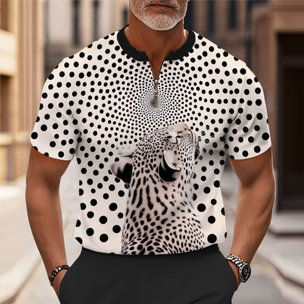 Men's Fashion Casual Round-Neck Geometric Printed Short-Sleeved Two-Piece Set
