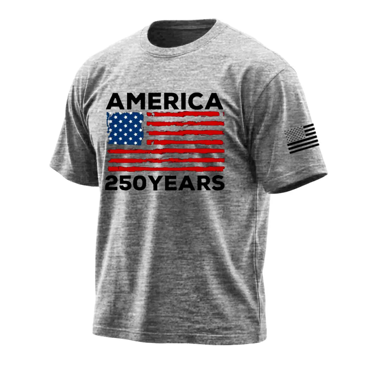 Men's Casual Navy Blue AMERICA Printed Short Sleeved Round Neck T-Shirt