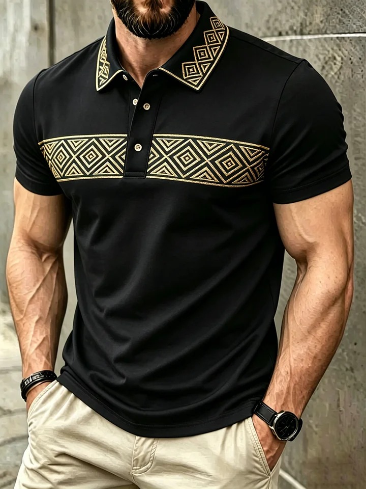 Men's Classic Business Button Short Sleeve Polo Shirt MYW26012401