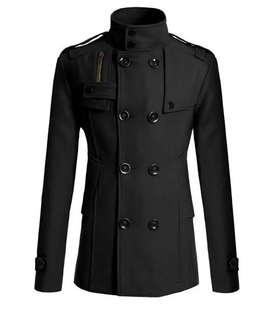 Men's Slim Mid-Length Woolen Trench Coat