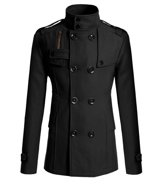 Men's Slim Mid-Length Woolen Trench Coat