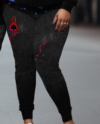 Couple Big and Tall Casual Couple Outfit Poker A Gradient Color Hoodie Set