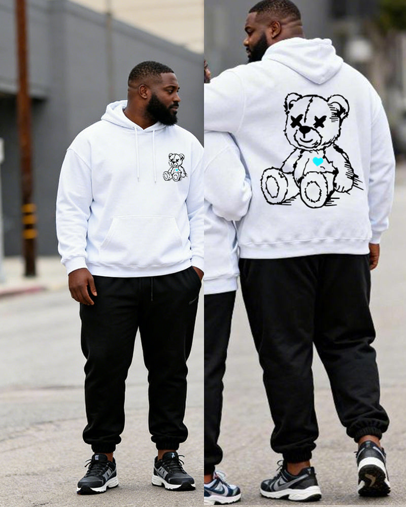 Big & Tall Couples Heartbreak Bear Print Hoodie Set