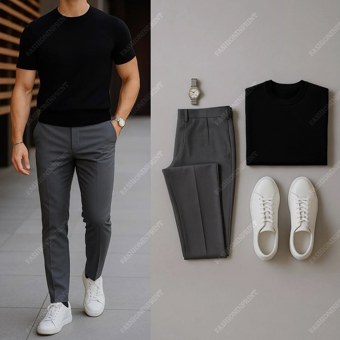 Men's Casual Short Sleeve Tees And Pants Two-Piece Set