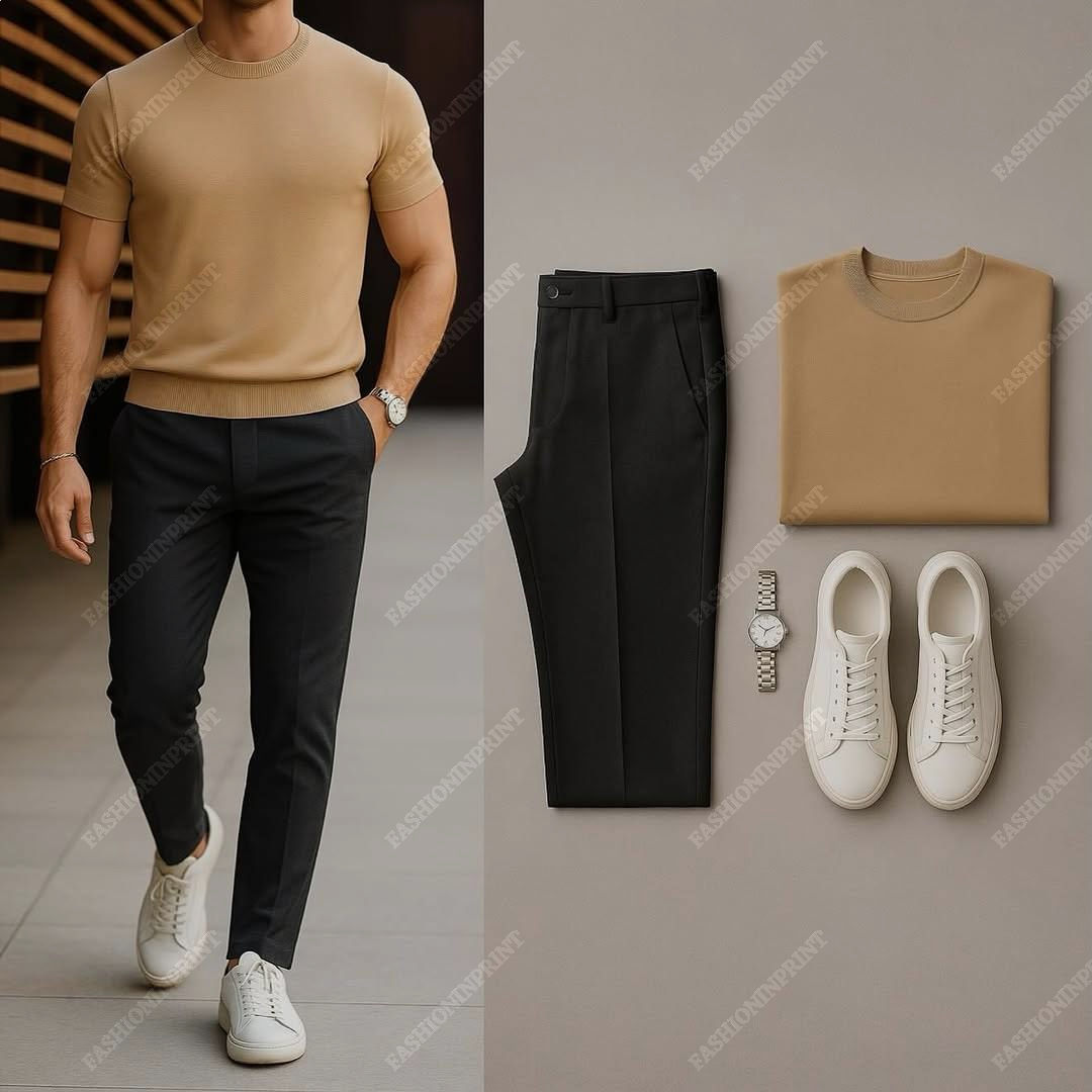 Men's Casual Short Sleeve Tees And Pants Two-Piece Set