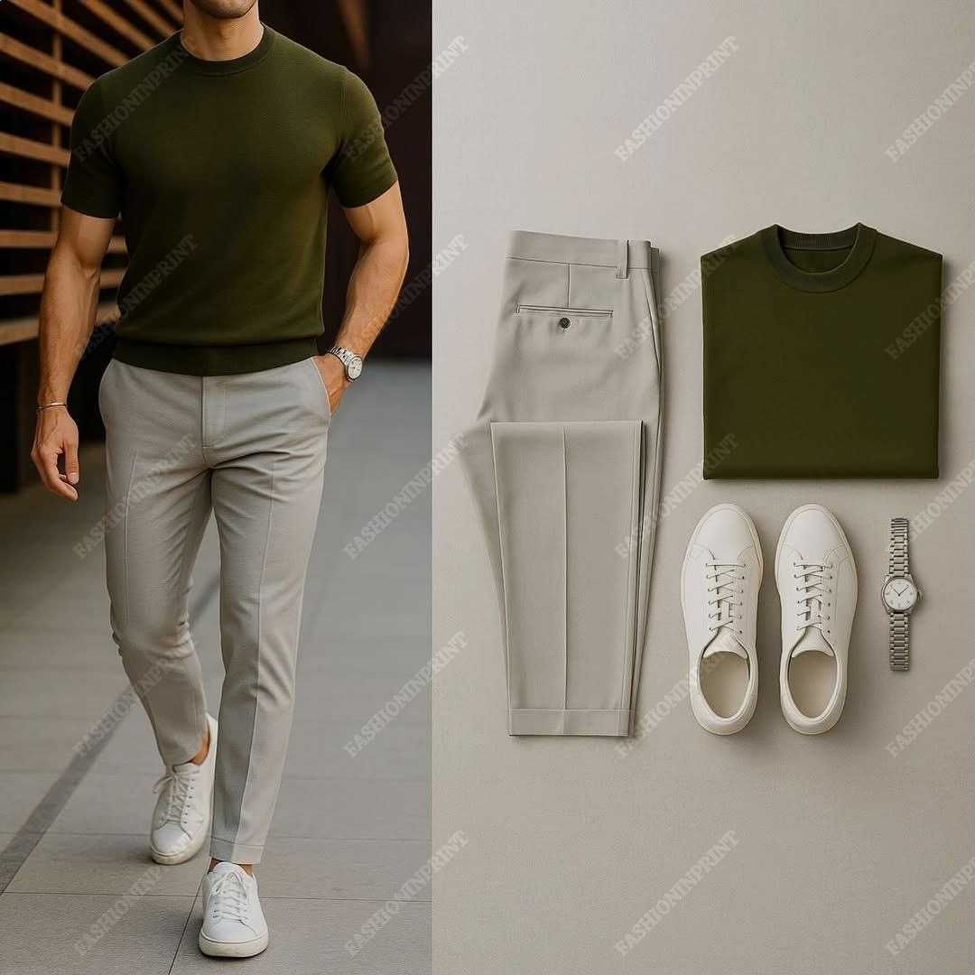 Men's Casual Short Sleeve Tees And Pants Two-Piece Set