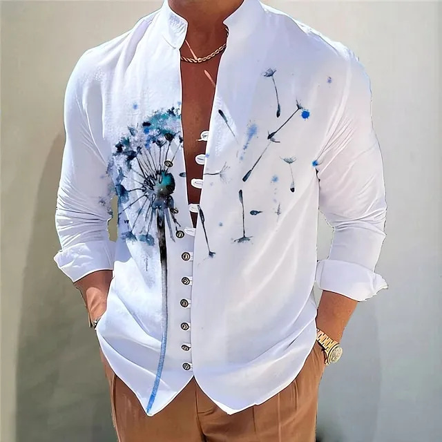 Men's Casual Button-Up Collar Long Sleeves Blouses & Shirt Tops