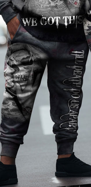 Big & Tall Couple Skull Hoodie And Sweatpants Set You And Me We Got This