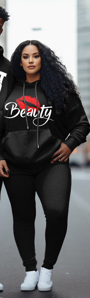 Couple Big and Tall Casual Couple Outfits For Couples Beauty Graffiti Hoodie Set