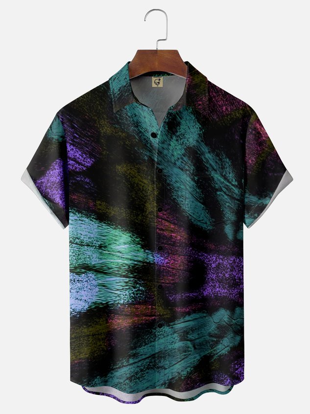 Moisture-wicking Gradient Color Chest Pocket Casual Shirt