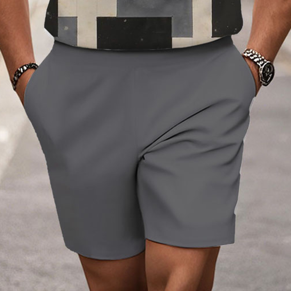 Men's Fashion Casual Round-Neck Geometric Printed Short-Sleeved Two-Piece Set