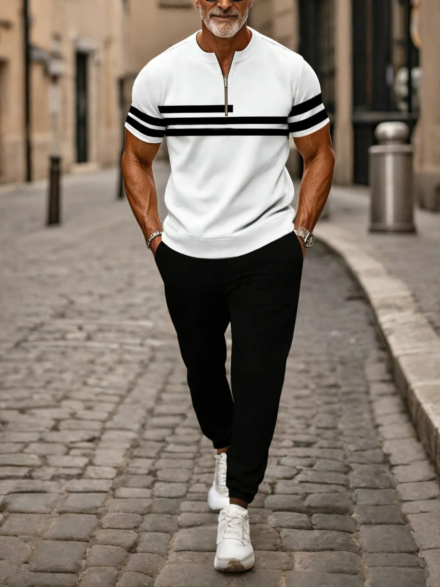 Short-sleeved Polo Shirt Trousers Sets