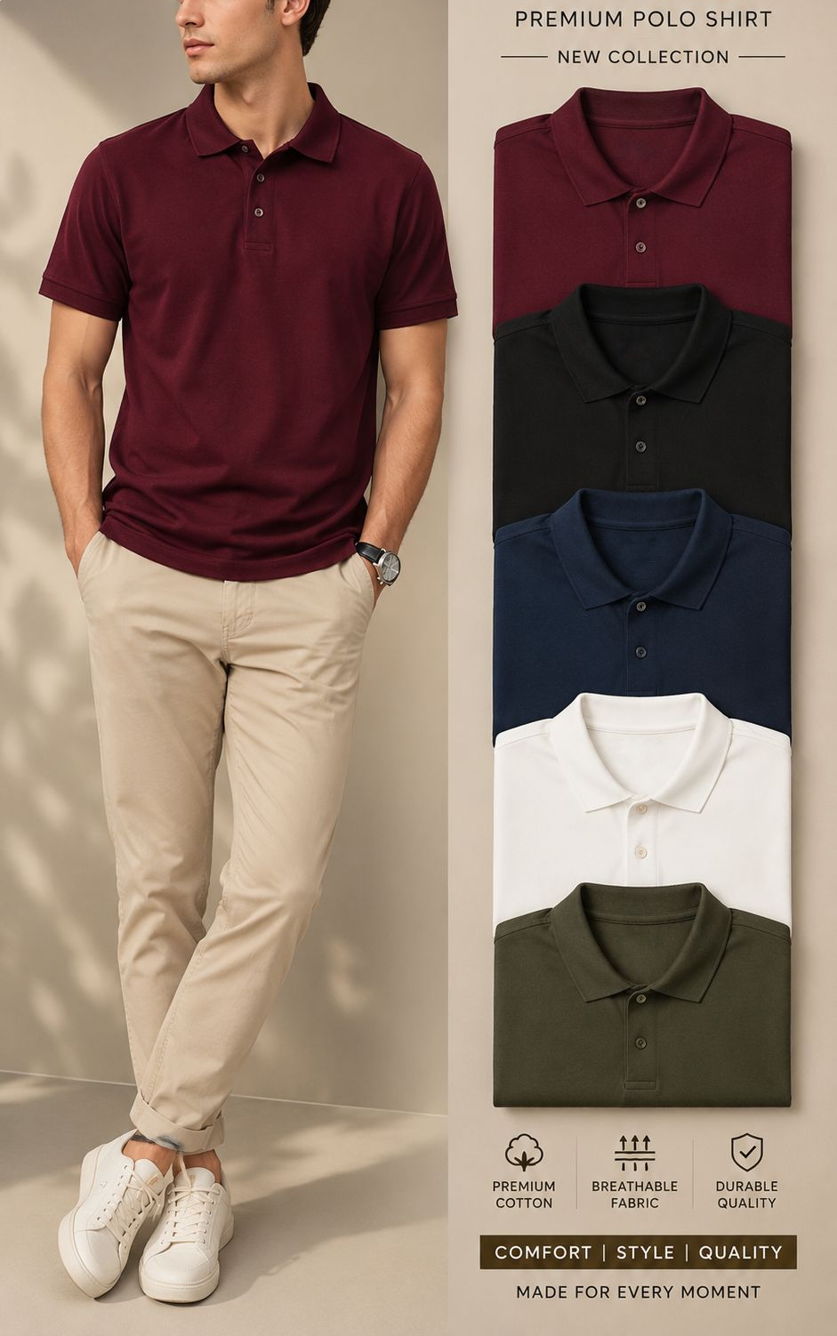 [5pc] Men's Casual Short-Sleeve Polo Shirt