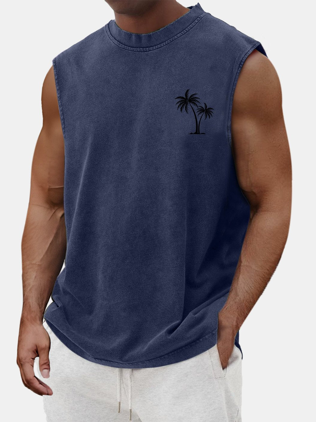 Men's Summer Casual And Comfortable Coconut Print Sleeveless T-shirt