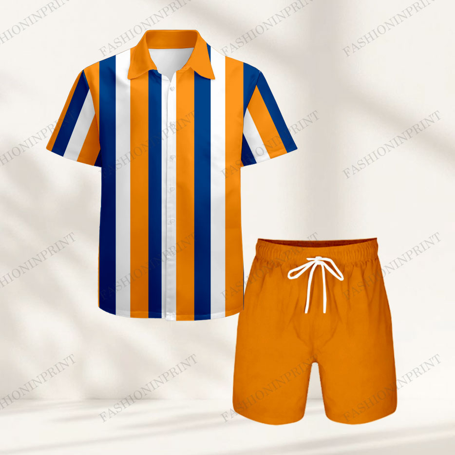 Men's Casual Short-Sleeved Shirt And Shorts Two-Piece Set