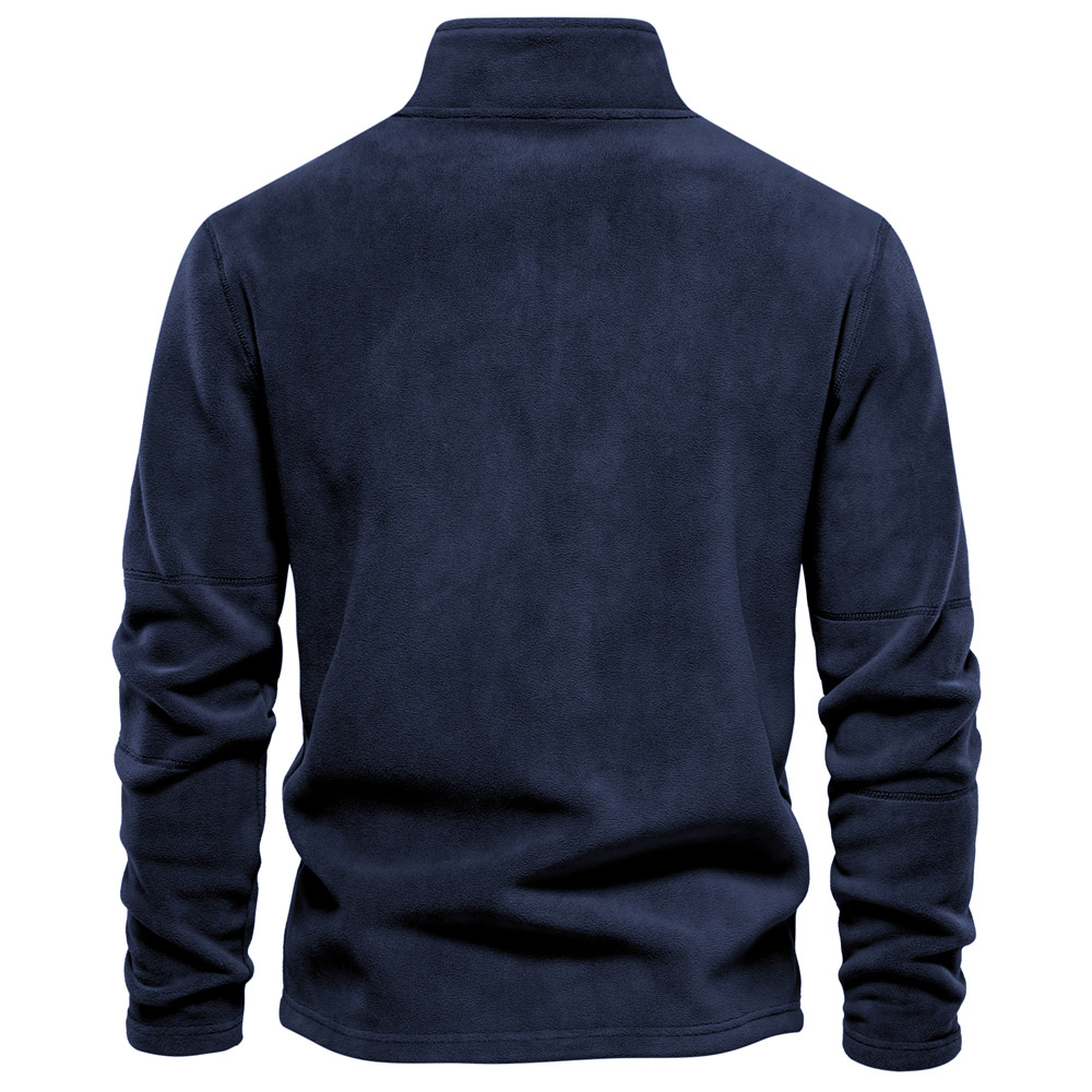 Men's Stand Collar Zip Long Sleeve Polar Fleece Sweatshirt
