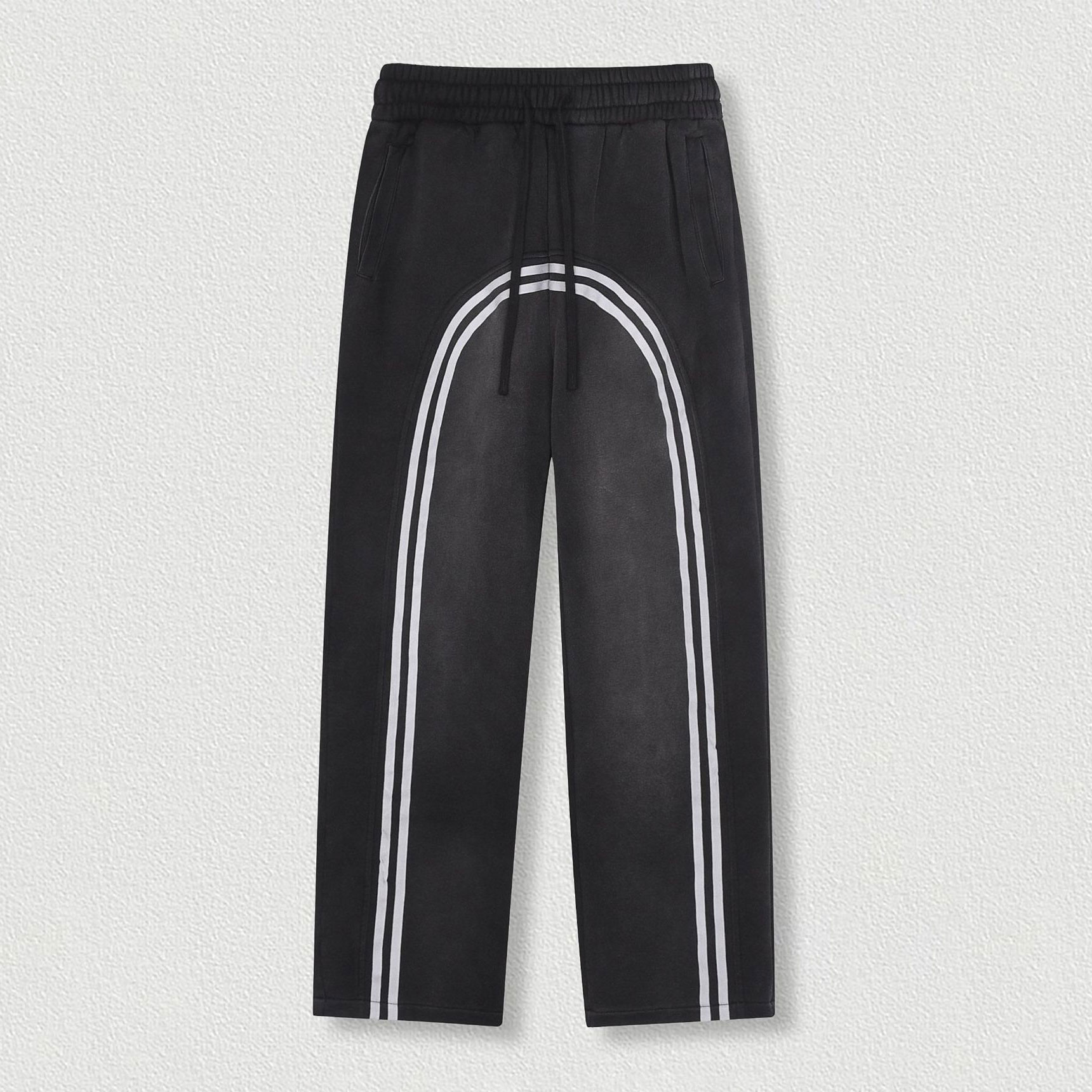 Men's Striped Printed Fleece-Lined Loose Casual Hoodie Jacket & Pants Two Piece Set