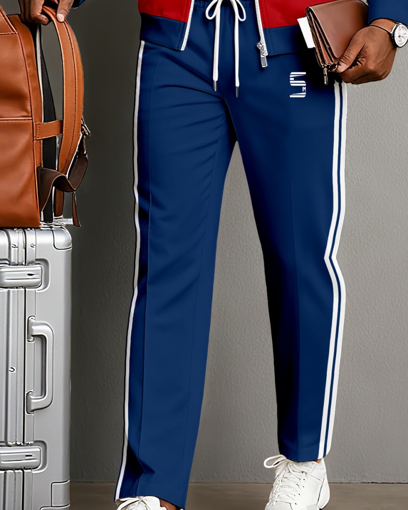 Men's Minimalist Color-Block Jacket Sports Jogging Set 22