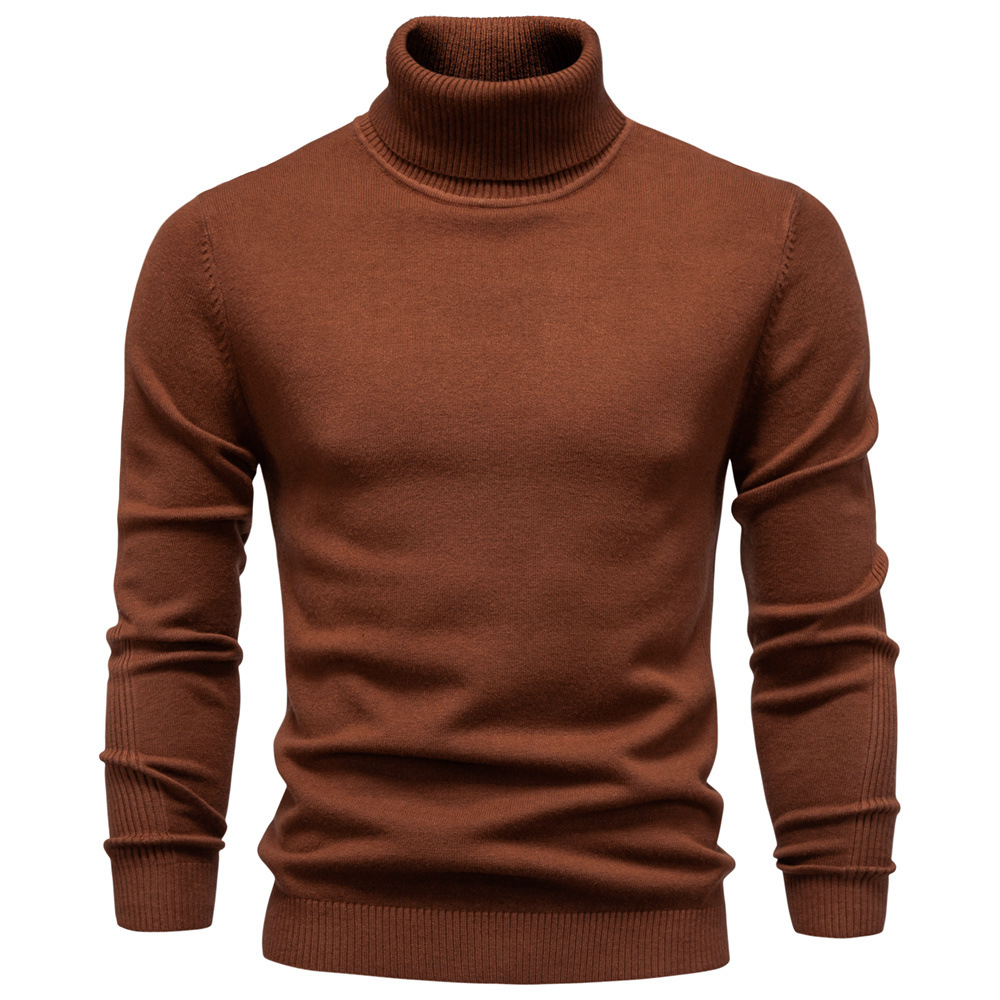 Men's Shirtssolid Color Turtleneck Pullover Sweater Tops