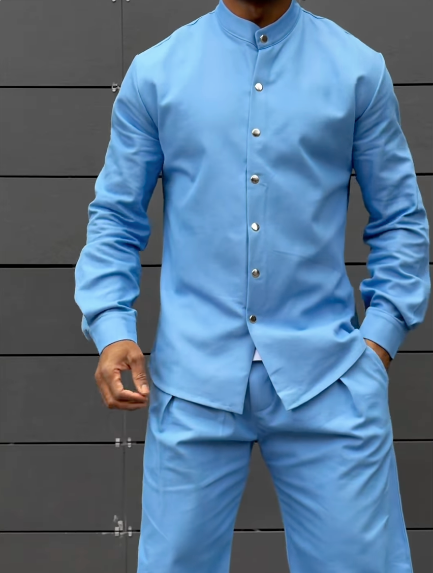 Premium Linen Mandarin Collar 2-Piece Suit | Old Money Style Breathable Set for Men