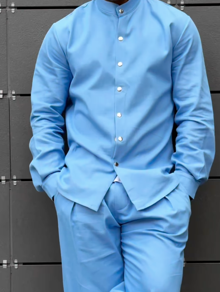 Premium Linen Mandarin Collar 2-Piece Suit | Old Money Style Breathable Set for Men