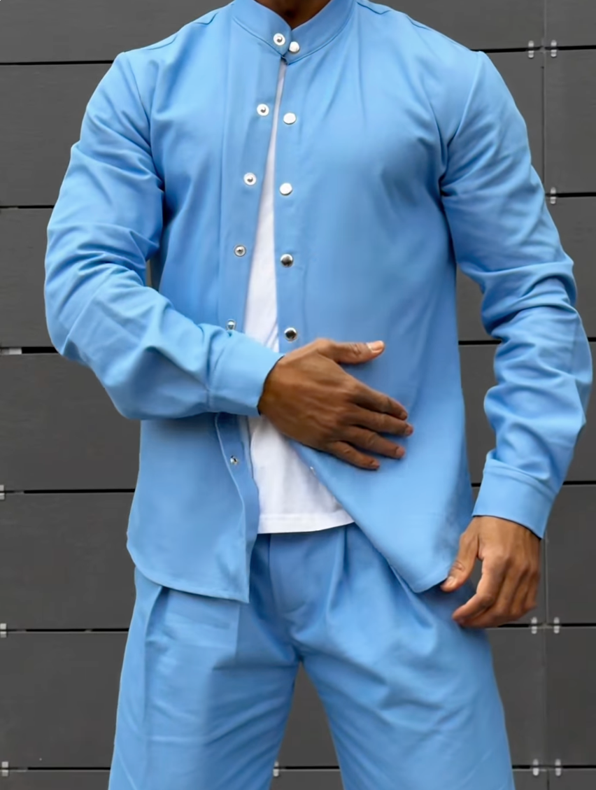 Premium Linen Mandarin Collar 2-Piece Suit | Old Money Style Breathable Set for Men
