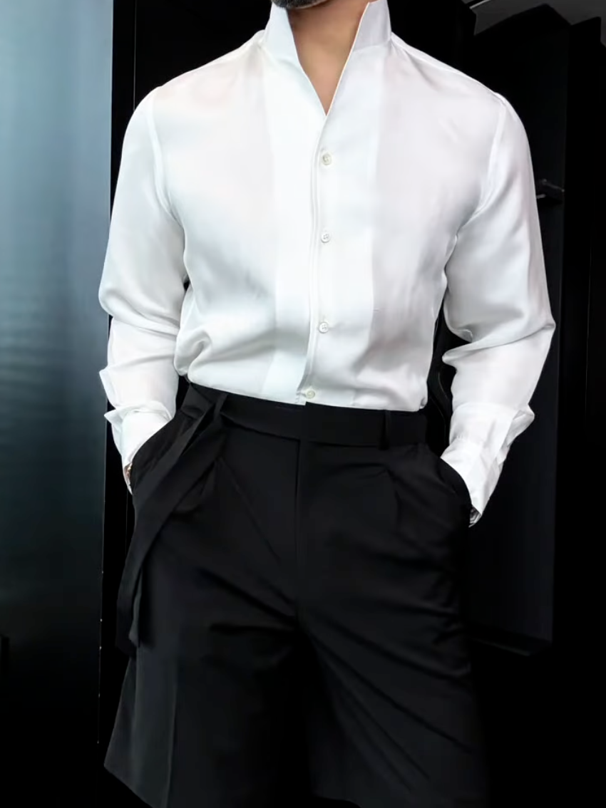 Men's Summer Mandarin Collar Blazer & Shorts Set