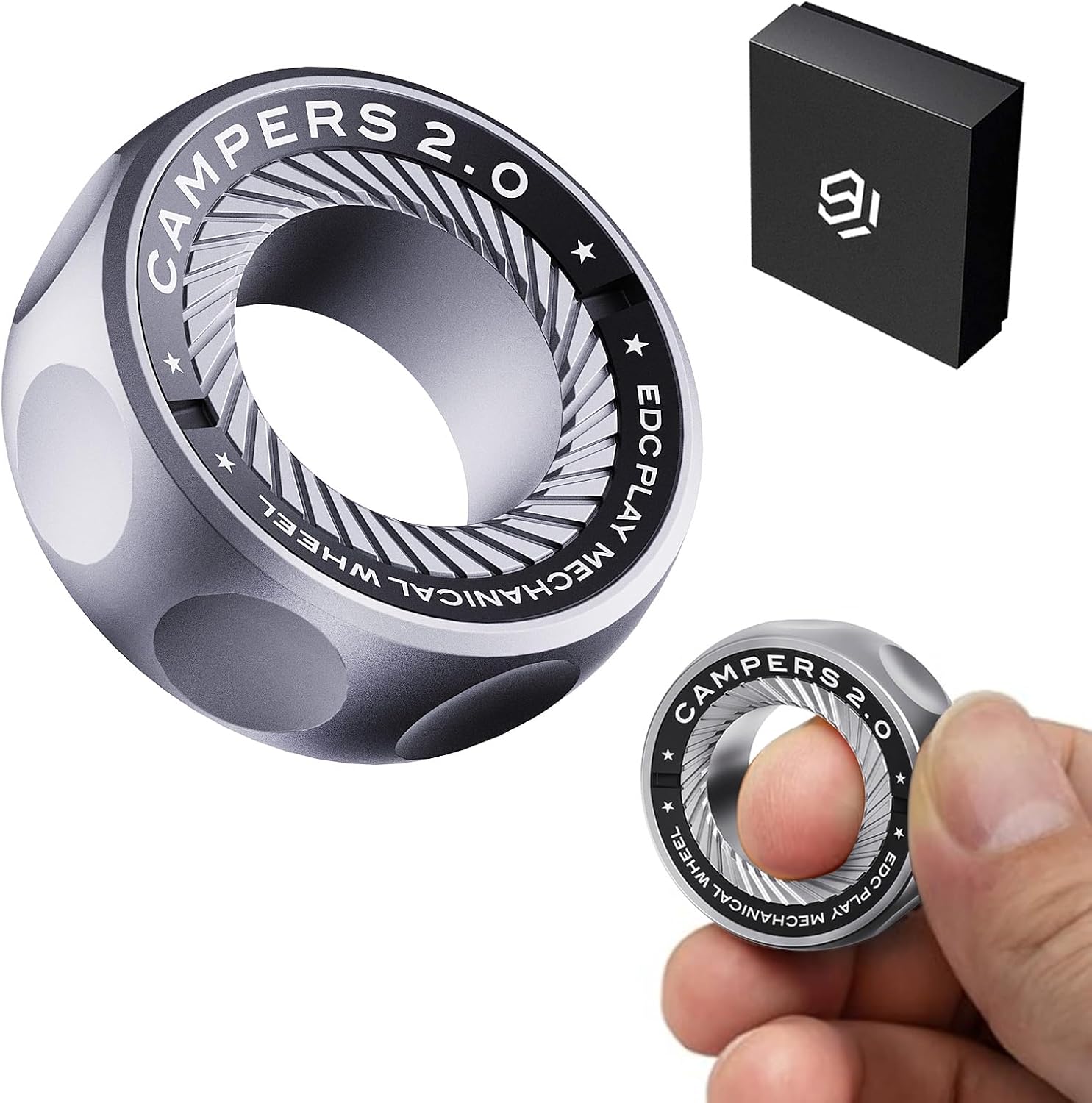 Fidget Spinner for Stress Relief – DIY Magnetic Fidget Ring with Engaging Sounds, EDC Stainless Steel Toys for Adults & Teens, Perfect for Work, Study, Waiting, Gift and Stocking Stuffer