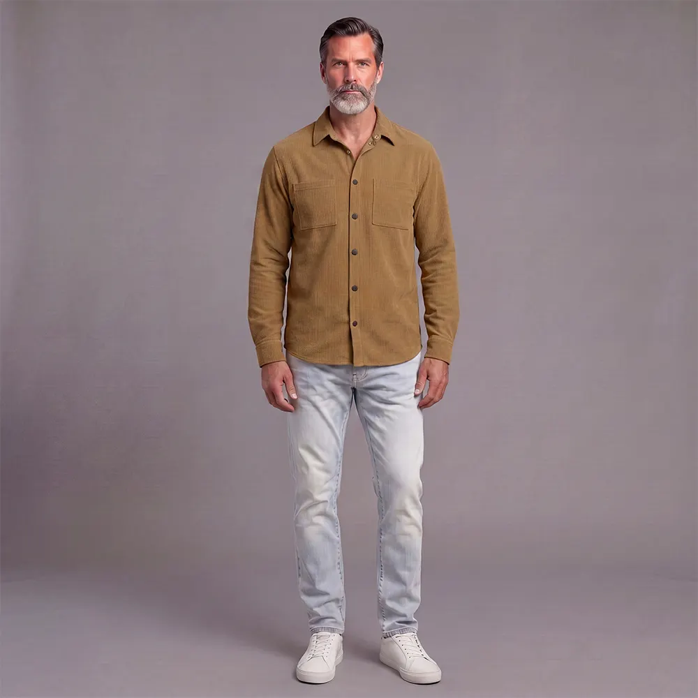 Men's Solid-Color Long-Sleeve Casual Shirt