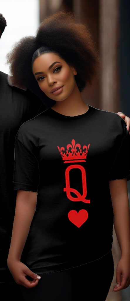 Couple Large Size QueenKing Round Neck Short Sleeve T-Shirt