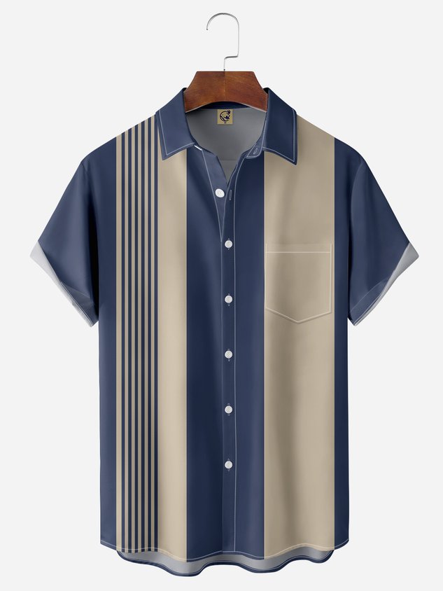 Hardaddy Men's Geometric Print Wrinkle Resistant Moisture Wicking Fabric Lapel Short Sleeve Hawaiian Shirt