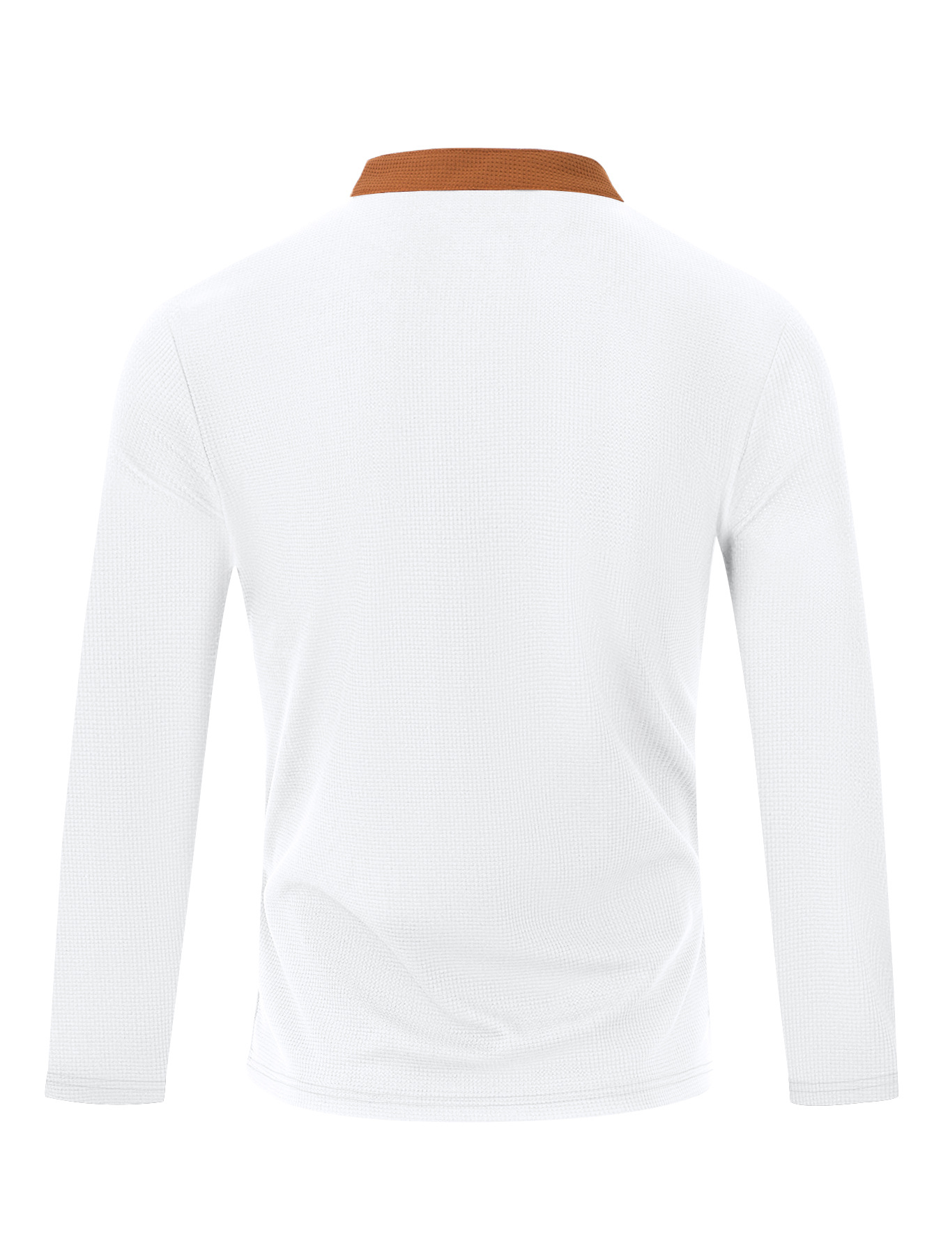 Men's Casual Solid Color Waffle V-Neckb Bandage Long Sleeved T-Shirts
