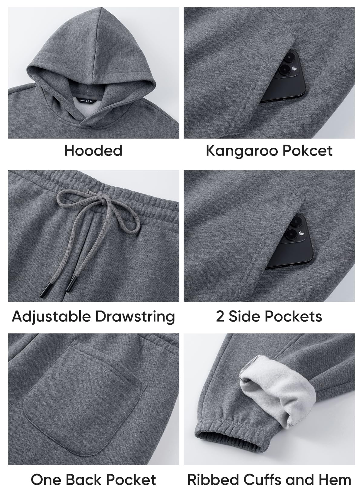 Men's Casual Hoodies Solid Color Long-Sleeved Trousers Two-Piece Sets