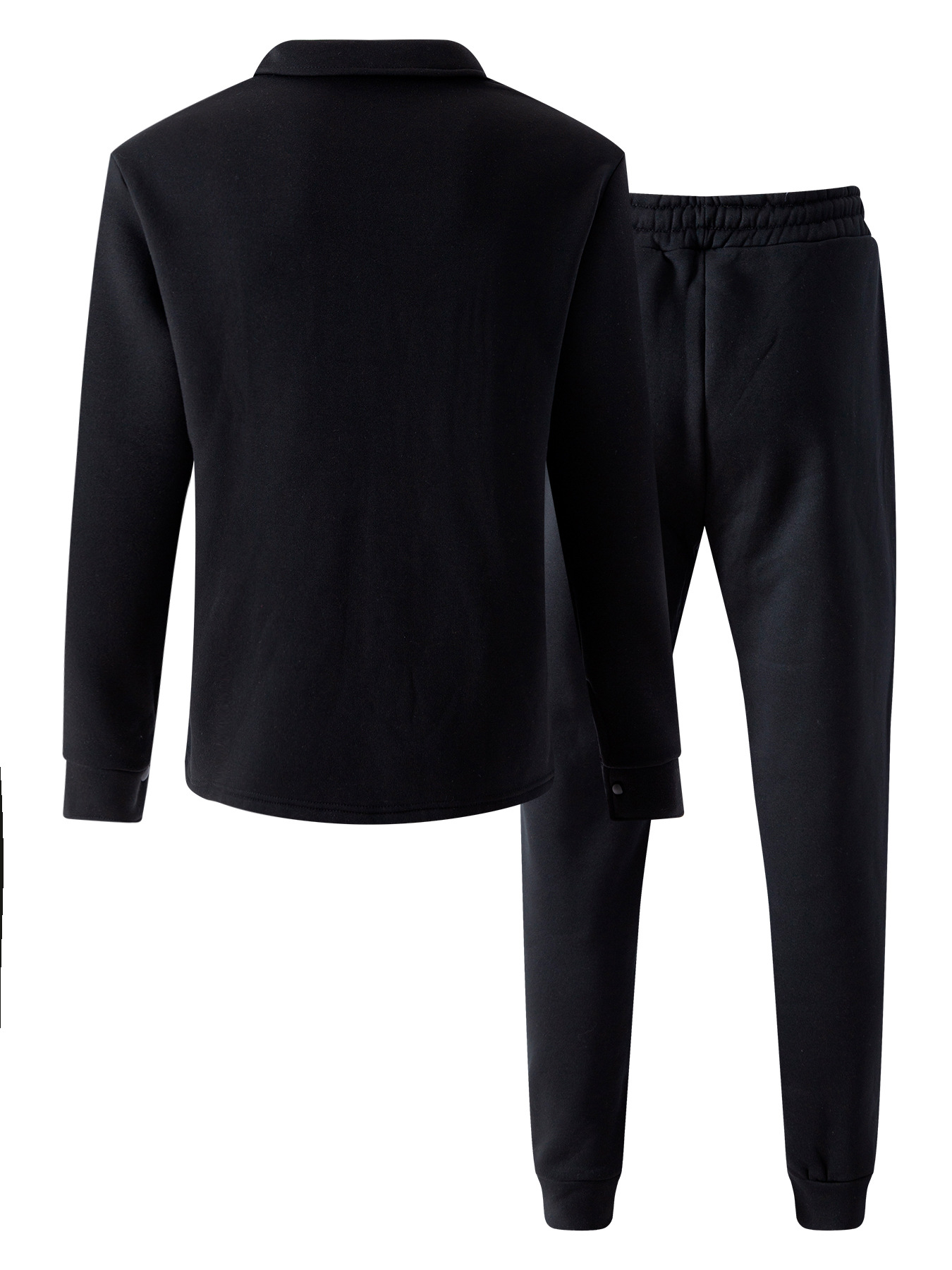 Men's Casual Color Matching Lapel-Collar Long Sleeved Trousers Two-Piece Set