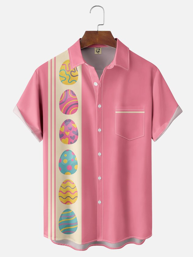 Moisture-wicking Easter Dream Egg Chest Pocket Bowling Shirt