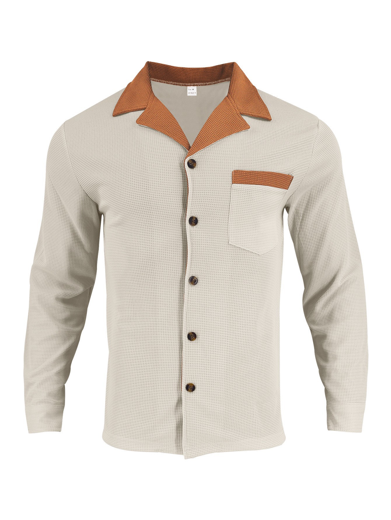 Men's Waffle Solid Color Long Sleeves Blouses&Shirts Tops