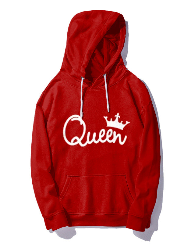 Couple Big Casual Outfit Red King and Queen Hoodie Set