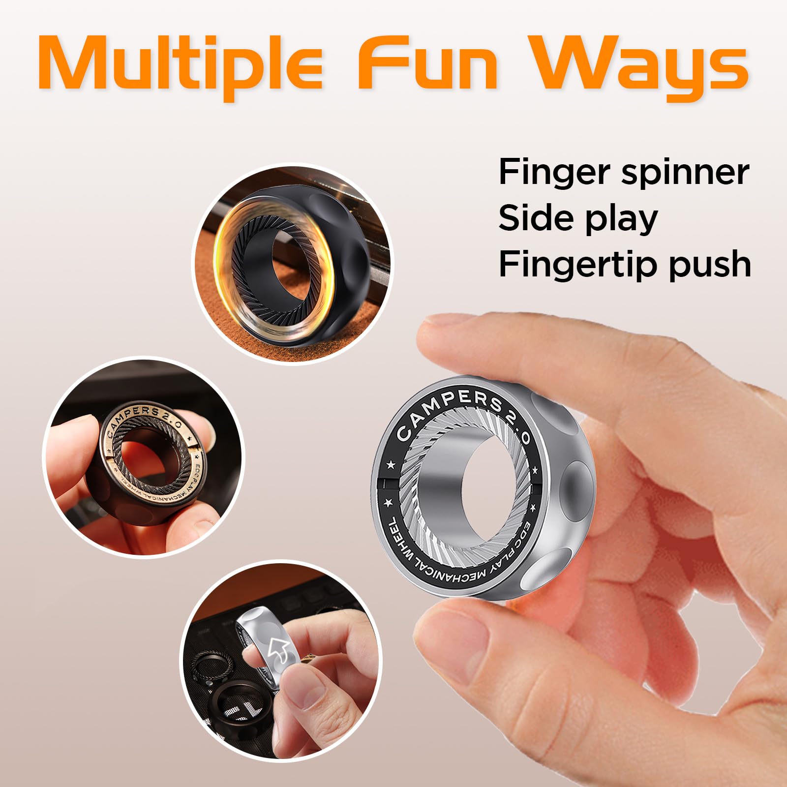 Fidget Spinner for Stress Relief – DIY Magnetic Fidget Ring with Engaging Sounds, EDC Stainless Steel Toys for Adults & Teens, Perfect for Work, Study, Waiting, Gift and Stocking Stuffer