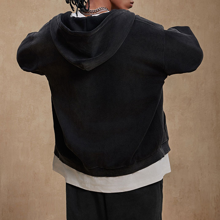 Men's Striped Printed Fleece-Lined Loose Casual Hoodie Jacket & Pants Two Piece Set