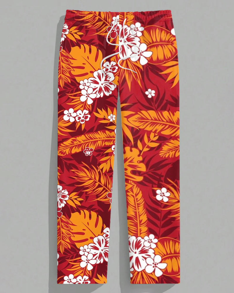 Couple Holiday Hawaiian Style T-Shirt Pants Suit Large