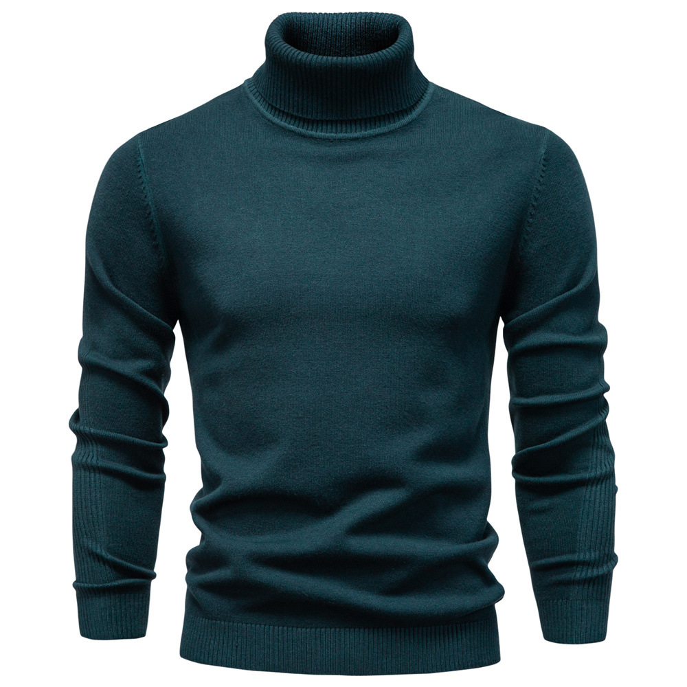 Men's Shirtssolid Color Turtleneck Pullover Sweater Tops