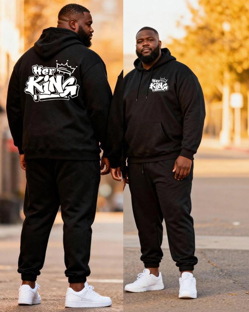 Big & Tall Couples "Her King & His Queen" Printed Hoodie Set
