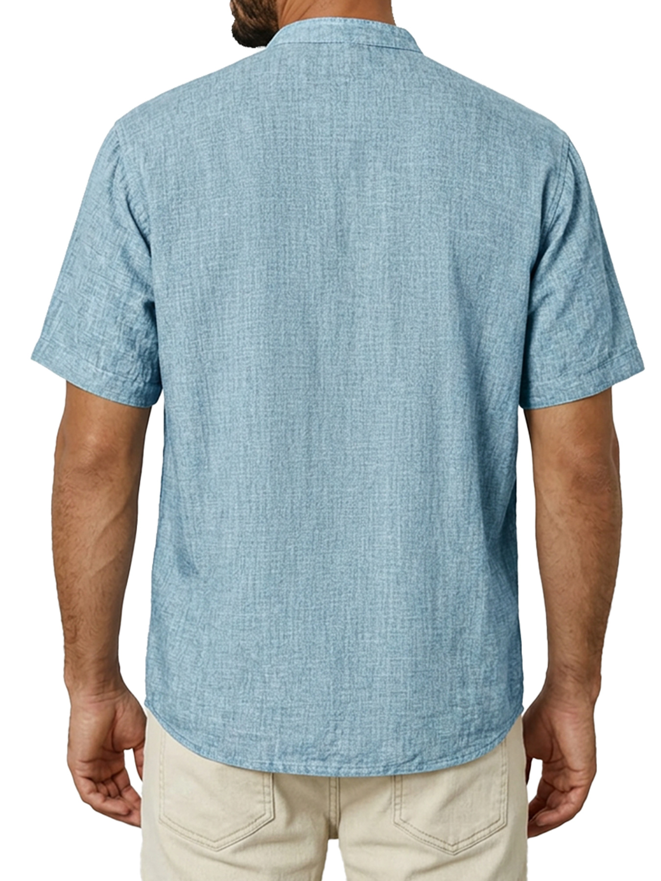 Men's Cotton And Linen Deconstructed Design Casual And Comfortable Short-sleeved Henley Shirt